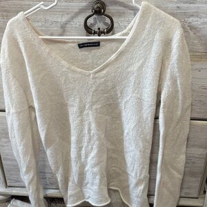 Brandy Melville Cream V-Neck Lightweight Sweater